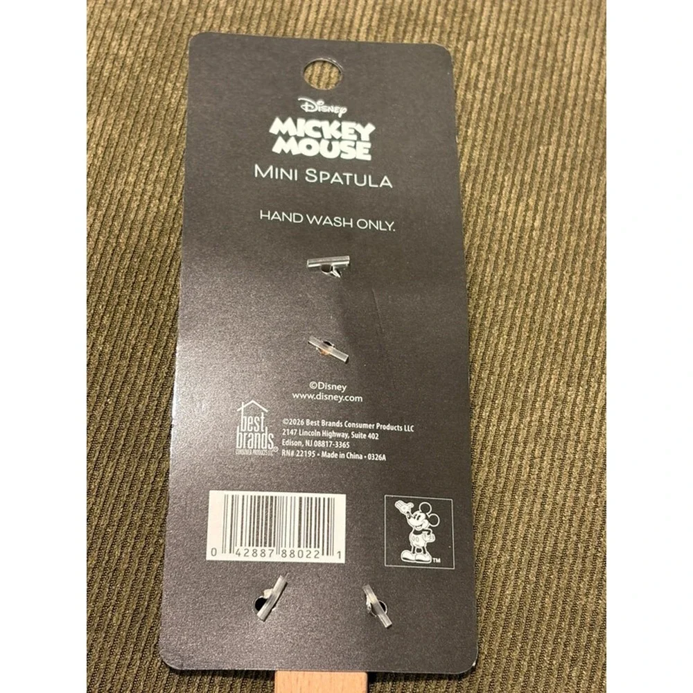 Disney Mickey Mouse Mini Spatula Gray Silicone Wood Handle Kitchen Baking NWT